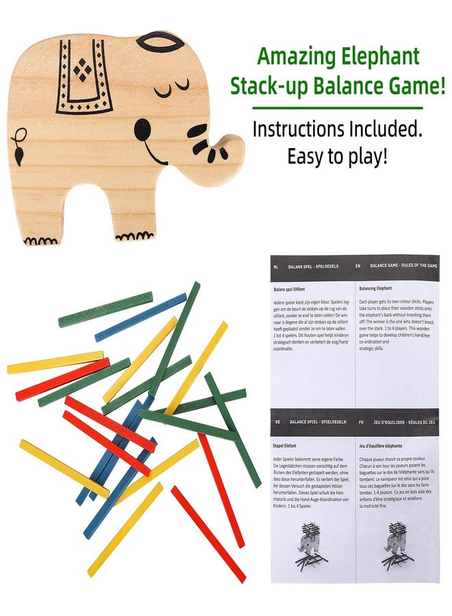 GOTHINK Elephant Stack Up - Elephant Themed Wooden Balancing Game for Motor Skill and Dexterity Building for Children Ages 3 and Up, 2+ Players, Best Travel Game - Image 3
